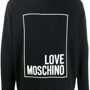 Moschino Black Crewneck Sweater with Logo